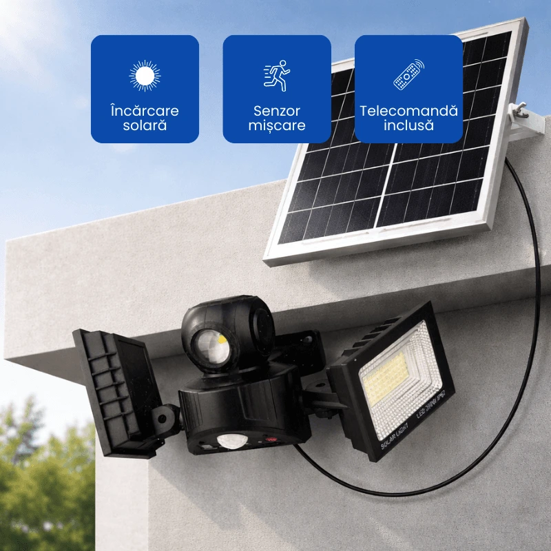 PROIECTOR DOUA LEDURI SI PANOU SOLAR 1
