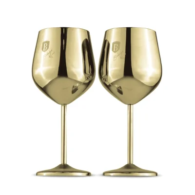 SET 2 PAHARE DE VIN CU PICIOR INALT, AURIU BH/8659