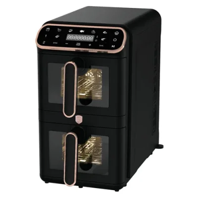 AIRFRYER CU DOUA COSURI SI FEREASTRA VIZIBILA (11 L), NEGRU-ROSE GOLD BH/9802