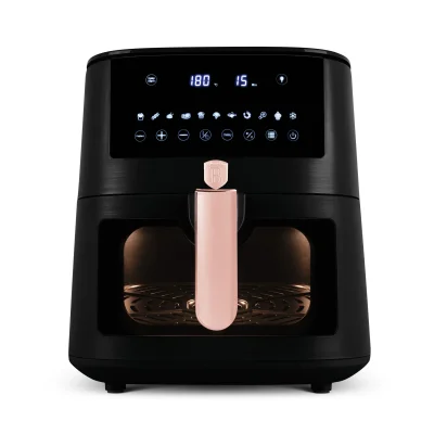AIRFRYER CU ECRAN DIGITAL SI FEREASTRA VIZIBILA (8 L), NEGRU-ROSE GOLD BH/9604