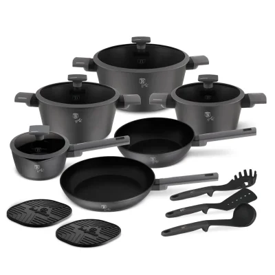 SET VASE DE GATIT 15 PIESE, ANTRACIT BH/8141NN