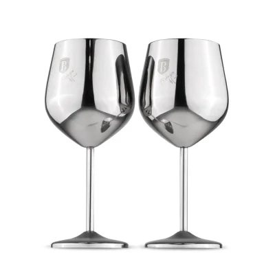 SET 2 PAHARE DE VIN CU PICIOR INALT, INOX BH/8661